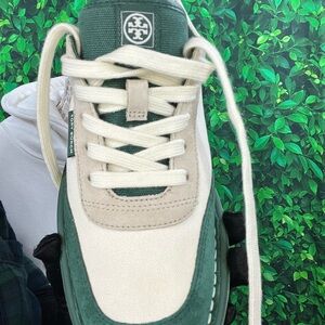 Brand New with box!! Tory Burch Green and Cream Sneakers